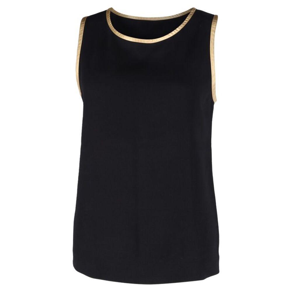 Saint Laurent Scoop Neck Tank Top in Black Chiffon